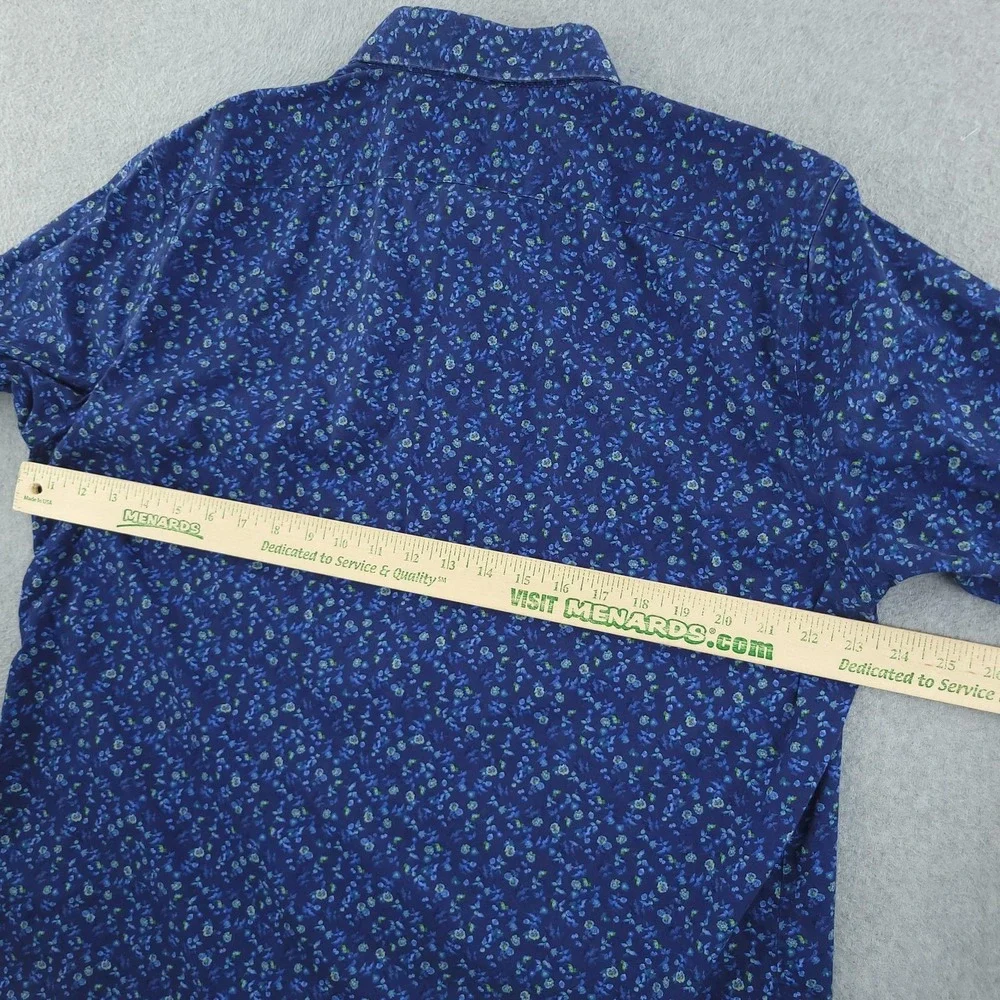 Banana Republic Dress Shirt Mens XL Blue Floral Slim Fit Non Iron Long Sleeve